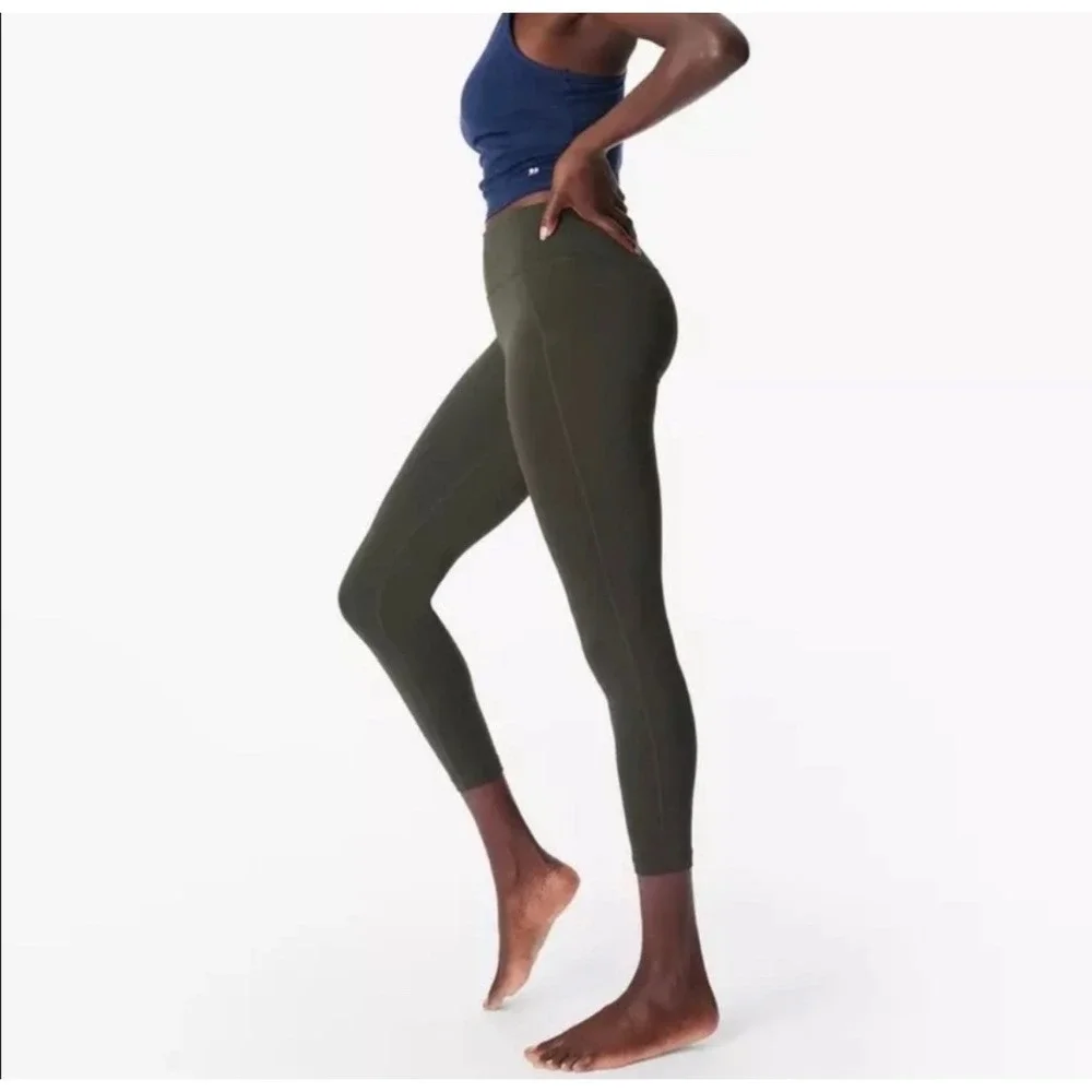 Sweaty Betty All Day 7/8 Workout Leggings Forest Green US 12 High Rise Pockets